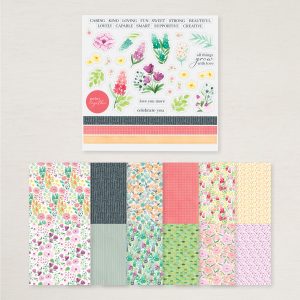 FLORALS IN BLOOM 12" X 12" (30.5 X 30.5 CM) DESIGNER SERIES PAPER & STICKER SHEET (ENGLISH)