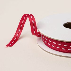 REAL RED 1/4" (6.4 MM) STITCHED RIBBON